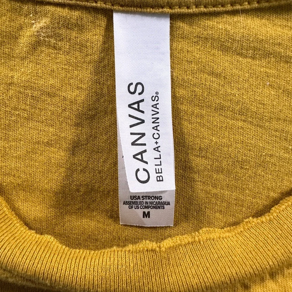 Bella Canvas Houston Texas Graphic Tee Shirt M Mustard Yellow Leopard Rodeo Crew